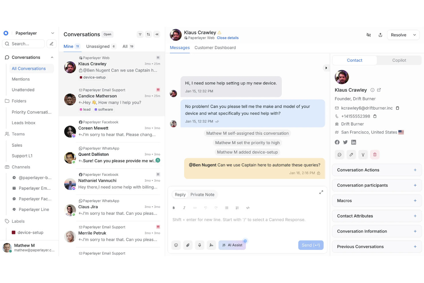Chatwoot screenshot - 10 migliori soluzioni gratuite di chat dal vivo nel 2026
