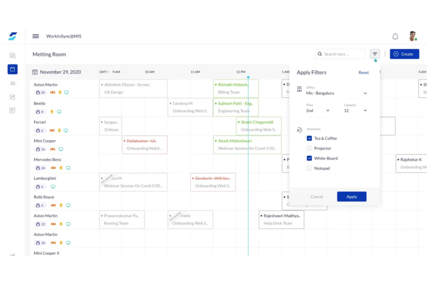 WorkInSync screenshot - 10 Migliori software di prenotazione postazioni flessibili per call center nel 2026