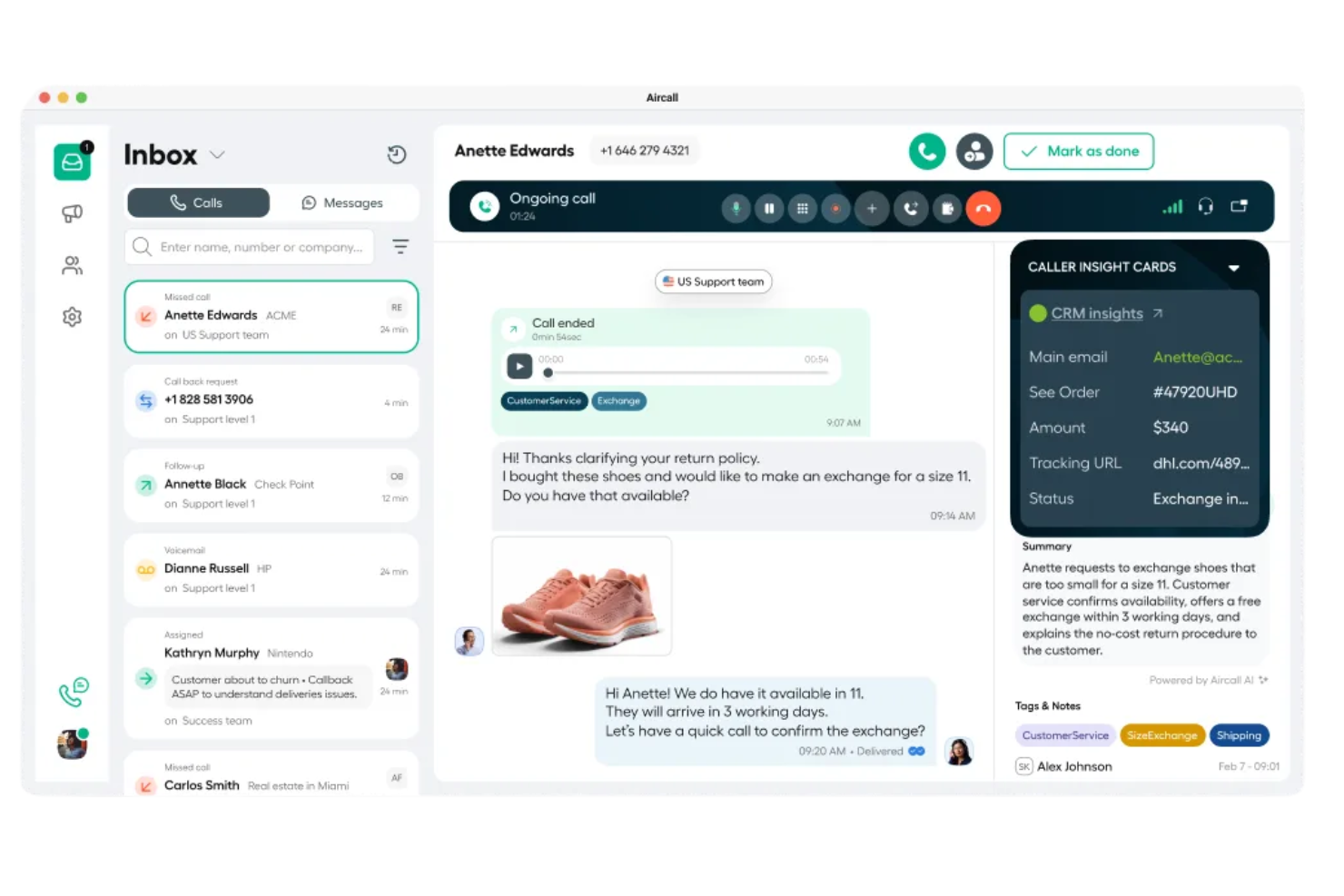 Aircall screenshot - Los 10 mejores programas de VoIP en 2026
