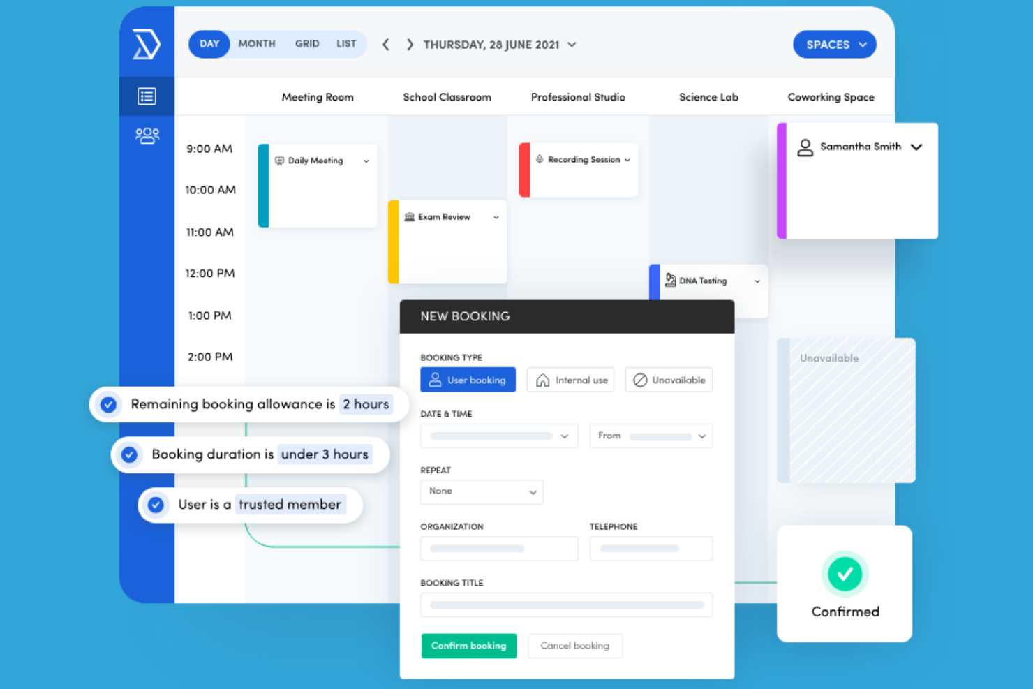 Skedda screenshot - 10 migliori piattaforme AI per la prenotazione di scrivanie flessibili nel 2026
