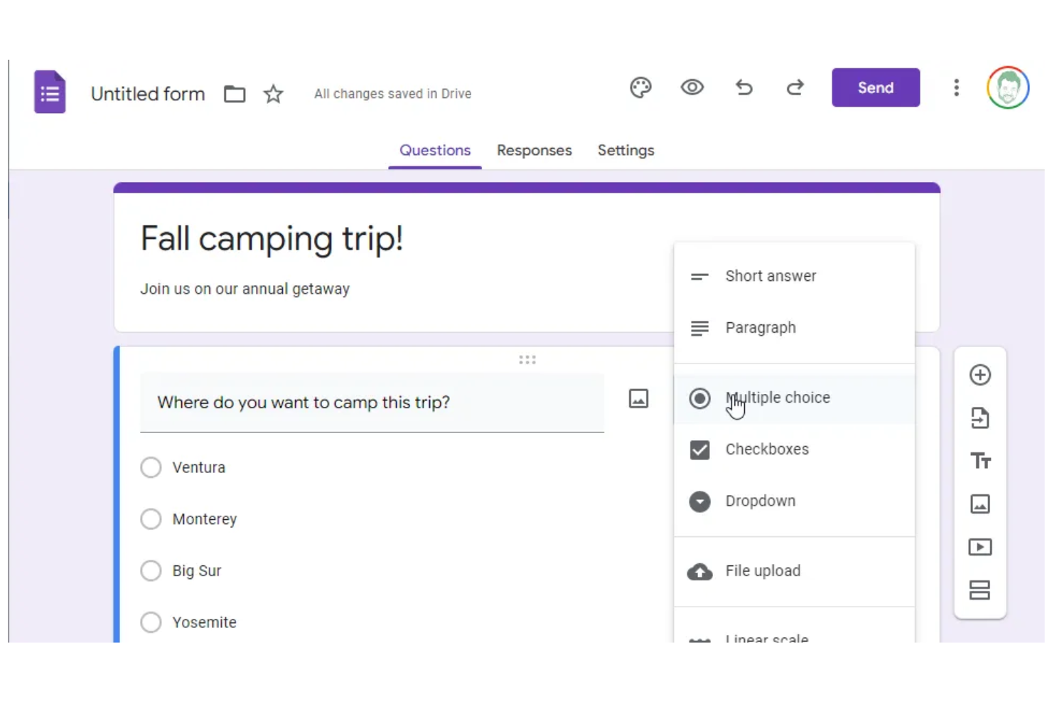 Google Forms screenshot - 10 Mejores alternativas a Typeform en 2026