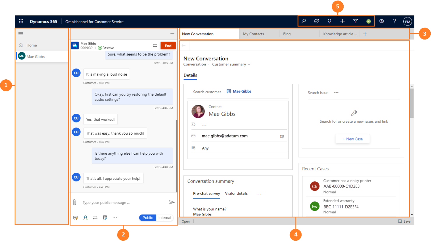 Microsoft Dynamics 365 Customer Service screenshot - 10 migliori alternative a HubSpot Service Hub per il 2026