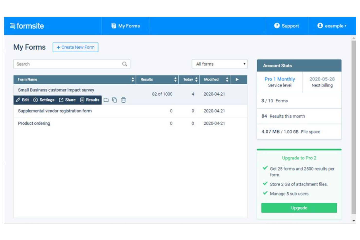 Formsite screenshot - 10 Mejores alternativas a Typeform en 2026