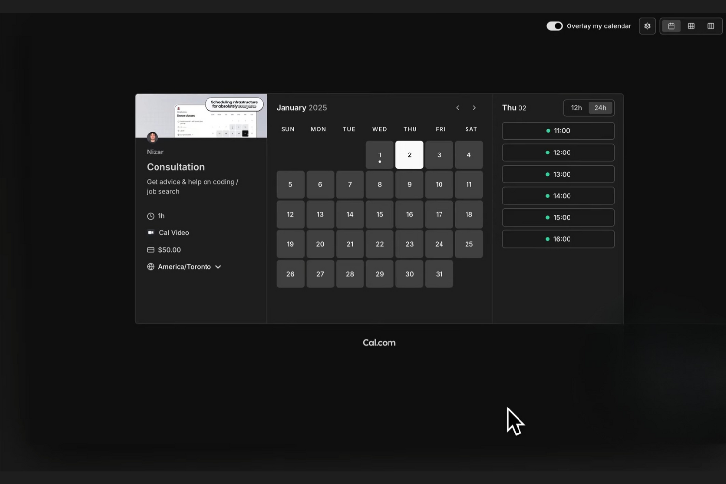 Cal.com screenshot - 10 migliori alternative a Doodle per il 2026