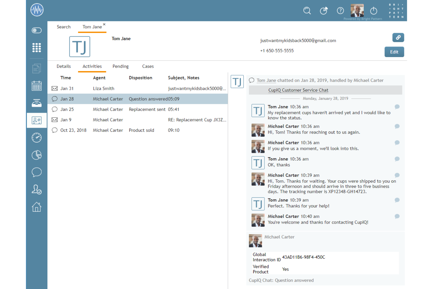 Bright Pattern screenshot - 10 mejores software de centro de contacto para pequeñas empresas en 2026
