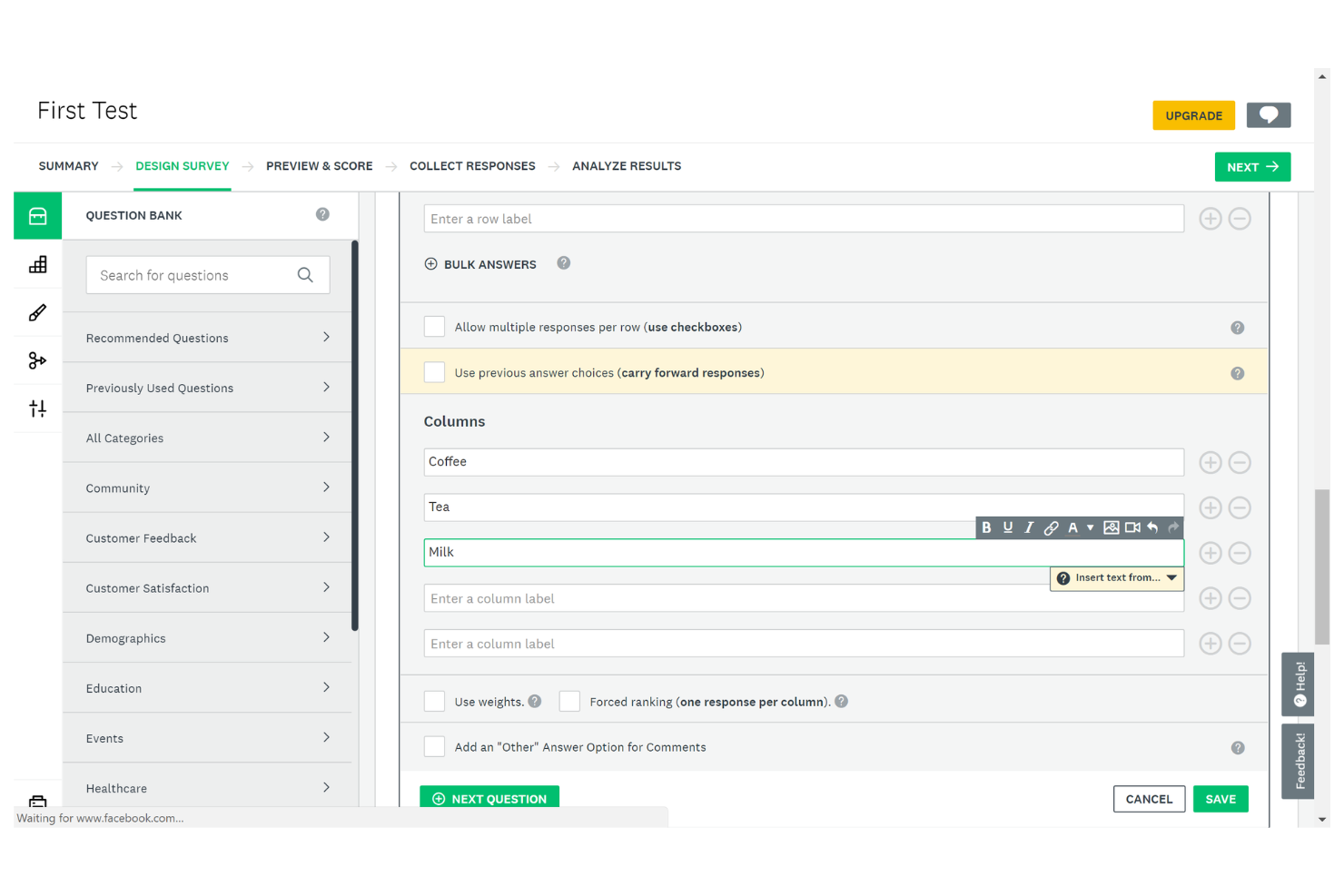 SurveyMonkey screenshot - 10 migliori alternative a Typeform nel 2026