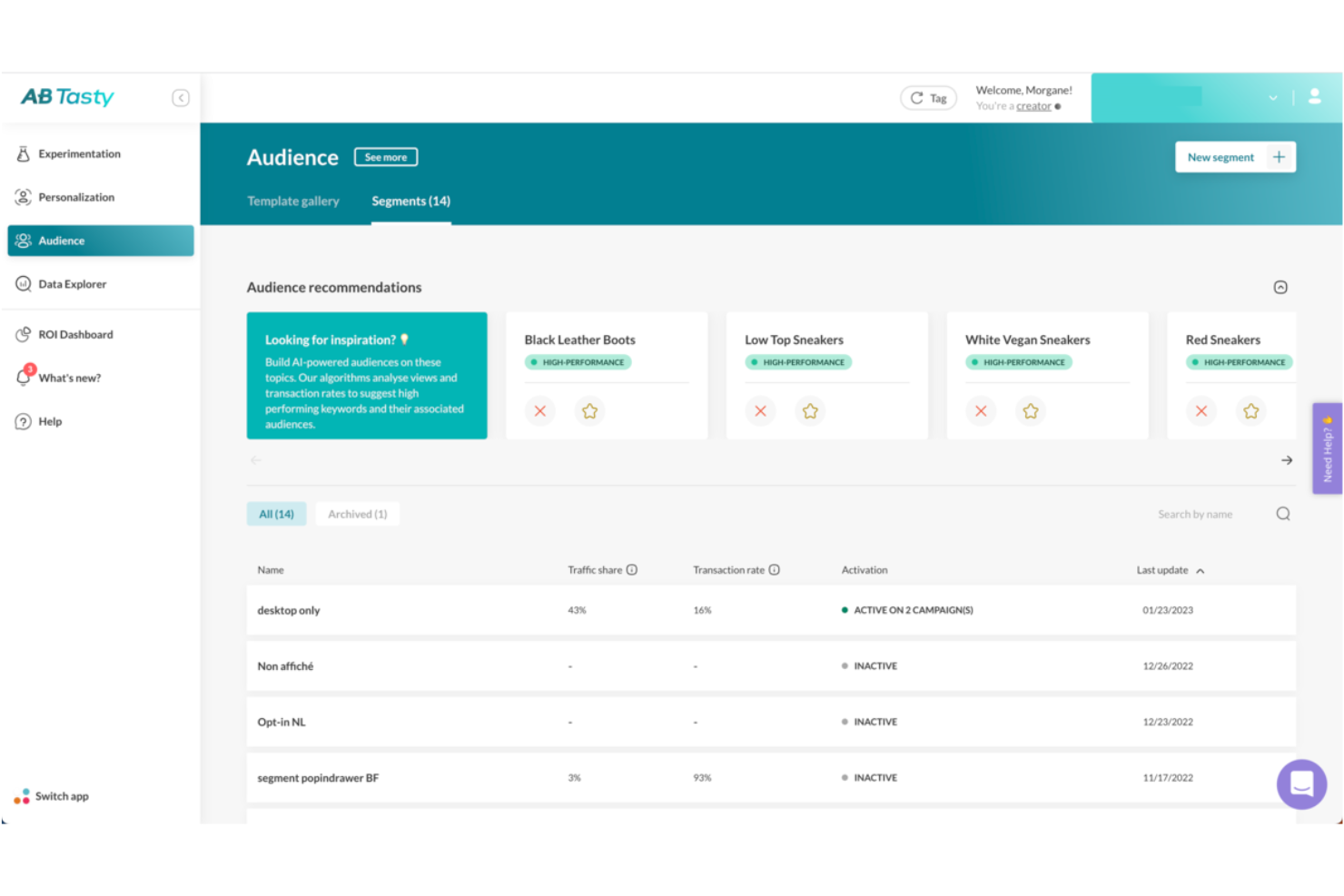 AB Tasty screenshot - 10 Mejores Alternativas a Optimizely en 2026