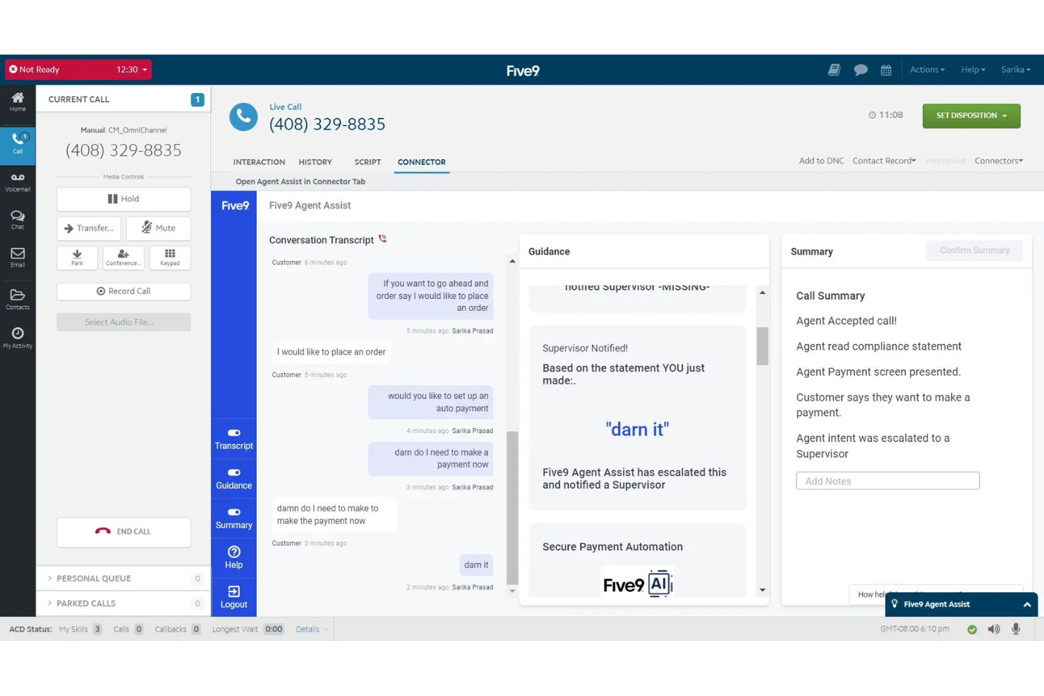 Five9 screenshot - 10 Migliori Alternative a Vonage nel 2026