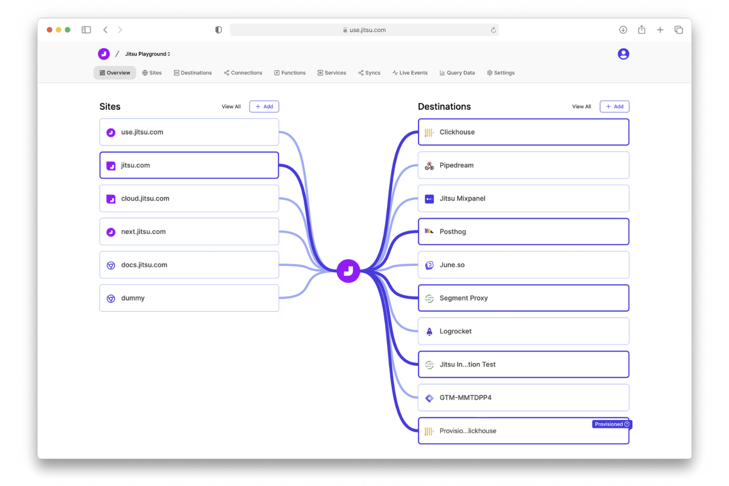 Jitsu screenshot - 10 Mejores alternativas a Segment para 2026