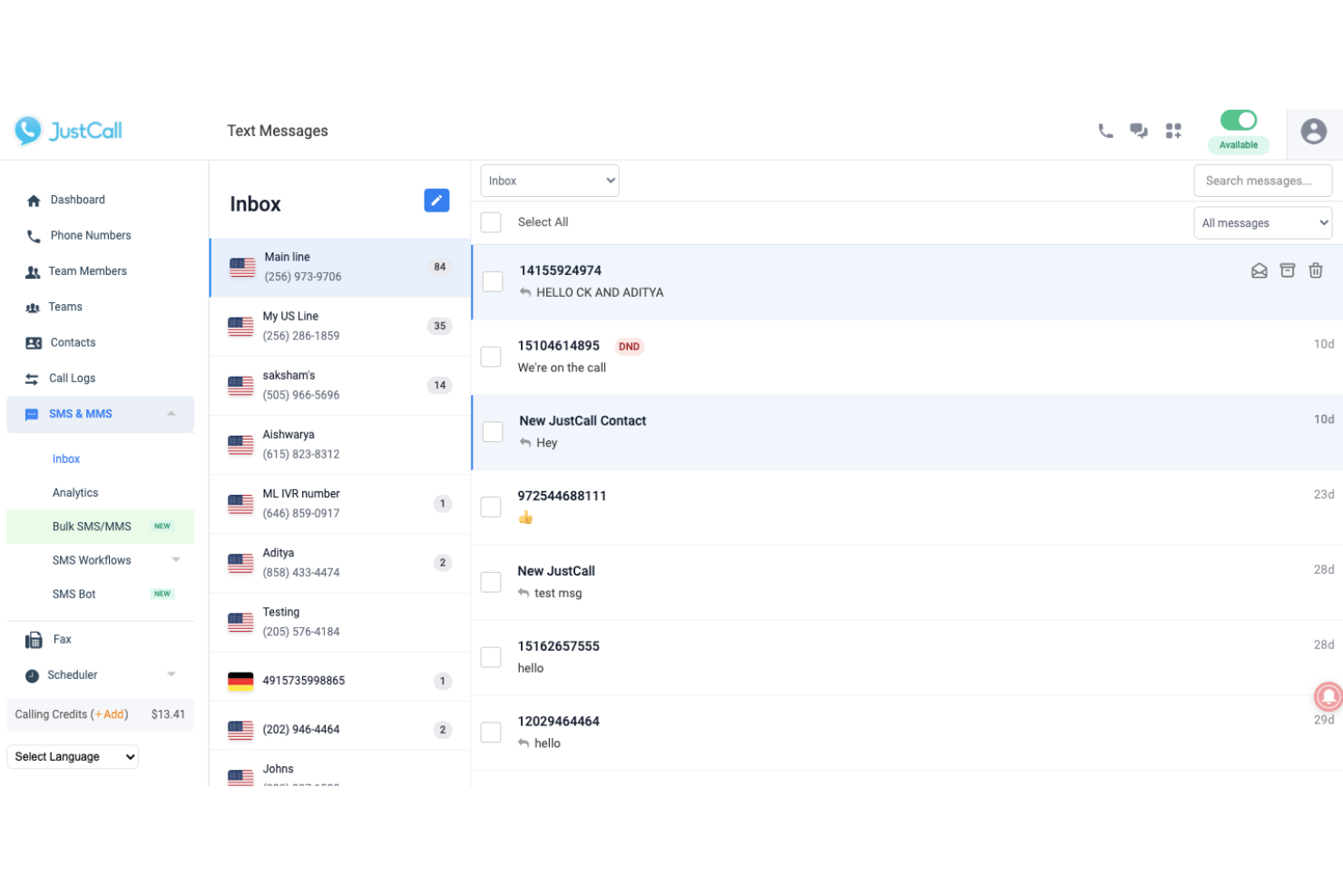 JustCall screenshot - 10 alternativas a Kixie en 2026