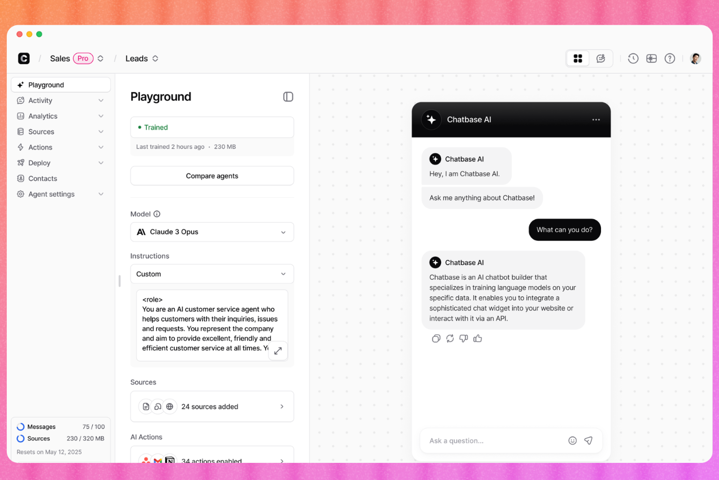 Chatbase screenshot - 10 migliori alternative a Freshworks nel 2026