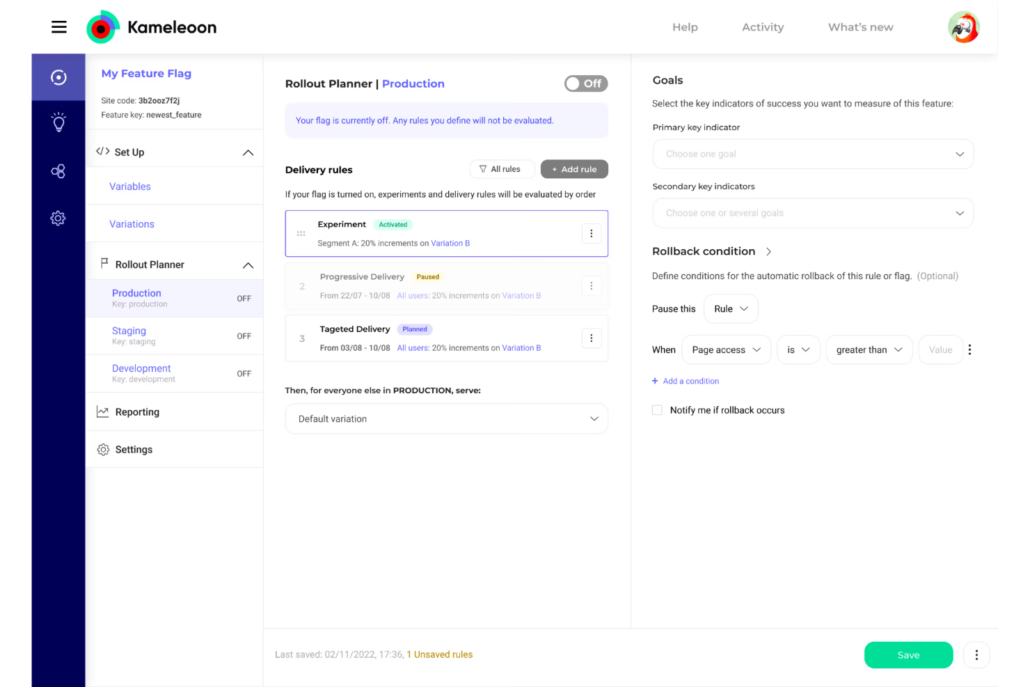 Kameleoon screenshot - Le 10 migliori alternative a Optimizely nel 2026