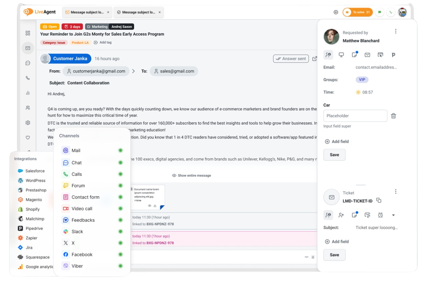 LiveAgent screenshot - 10 opciones gratuitas de software para centros de llamadas en 2026