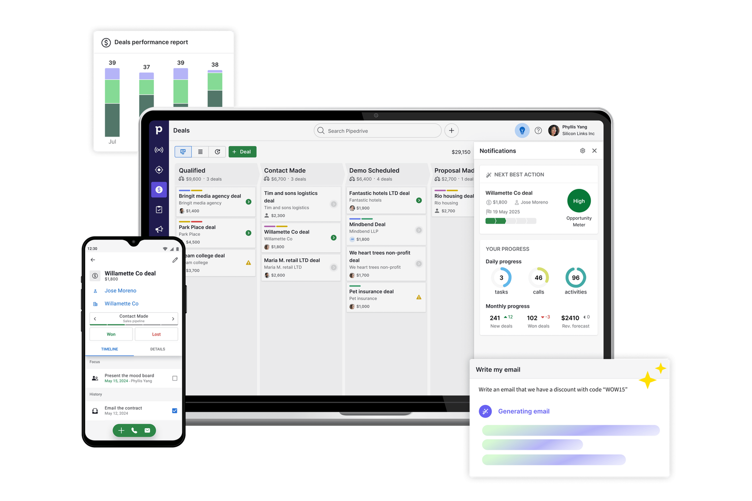 Pipedrive screenshot - 10 CRM para pequeñas empresas para 2026