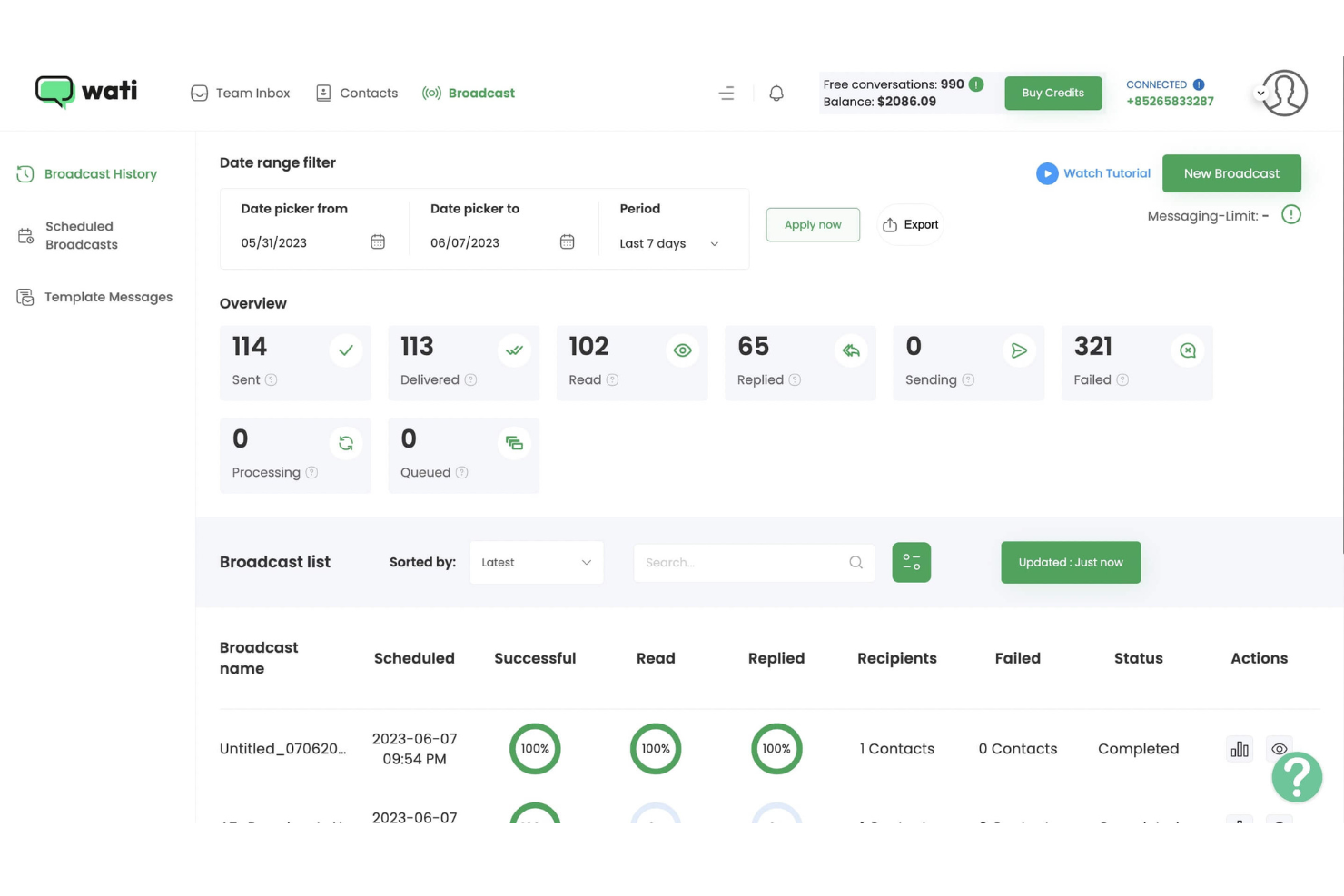 Wati screenshot - 10 Mejores Alternativas a Twilio para 2026