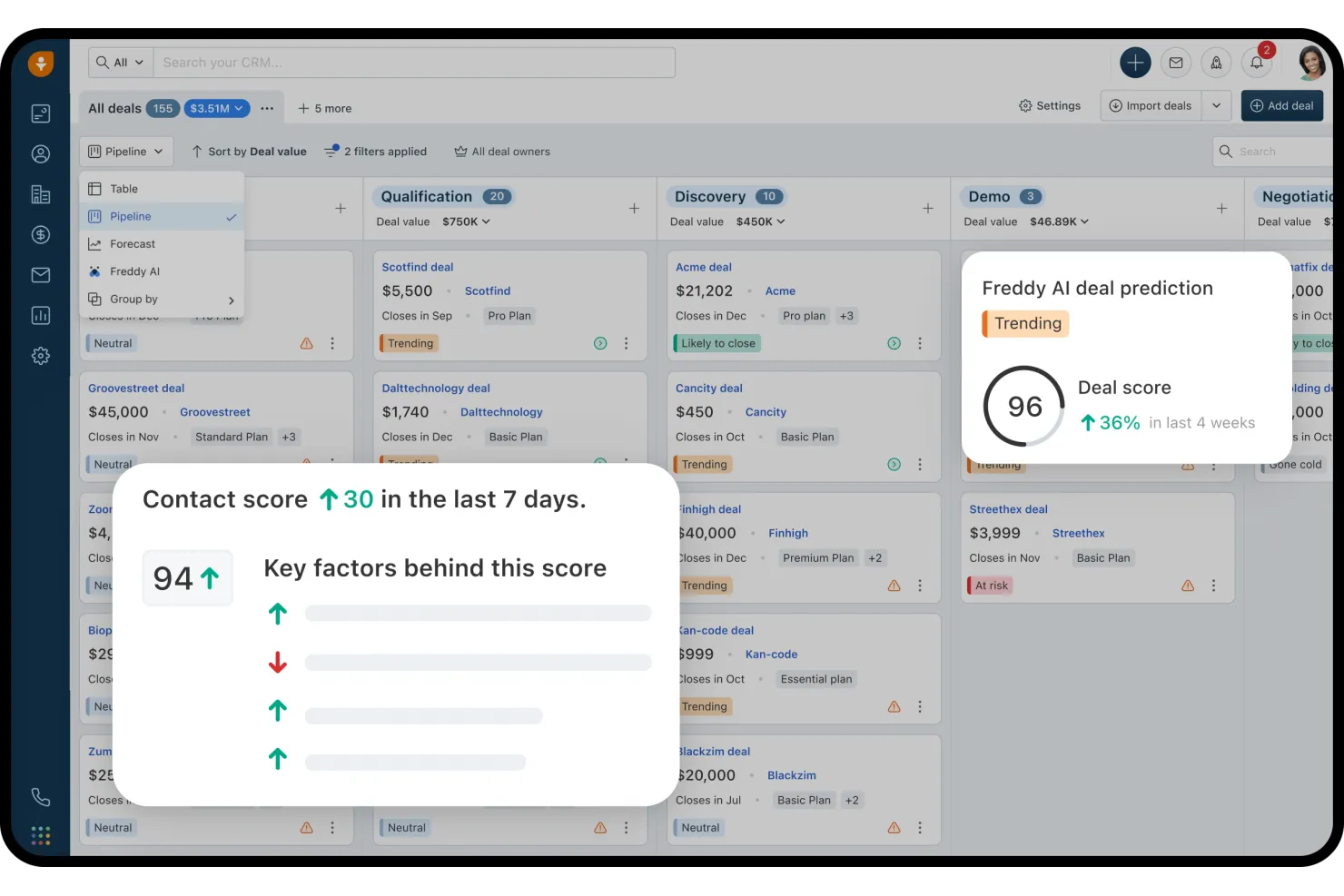 Freshsales screenshot - 10 CRM per Piccole Imprese per 2026