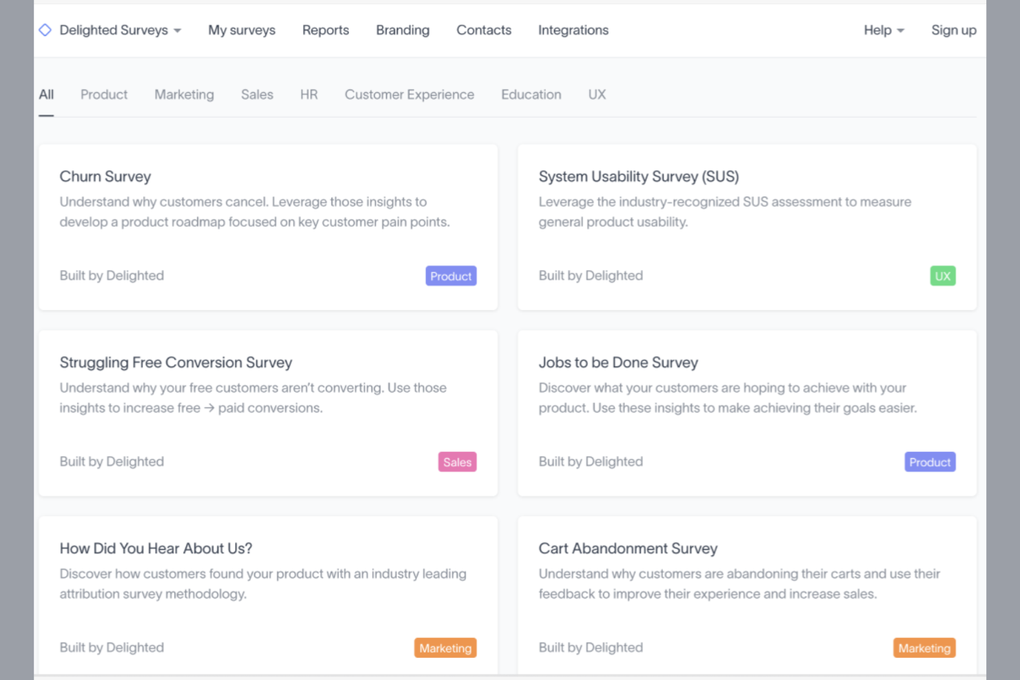 Delighted screenshot - 10 alternative a Sprinklr per 2026