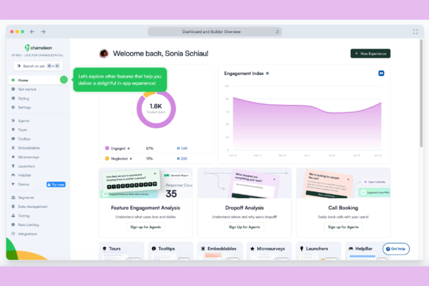 Chameleon screenshot - 10 migliori alternative a Pendo recensite per il 2026