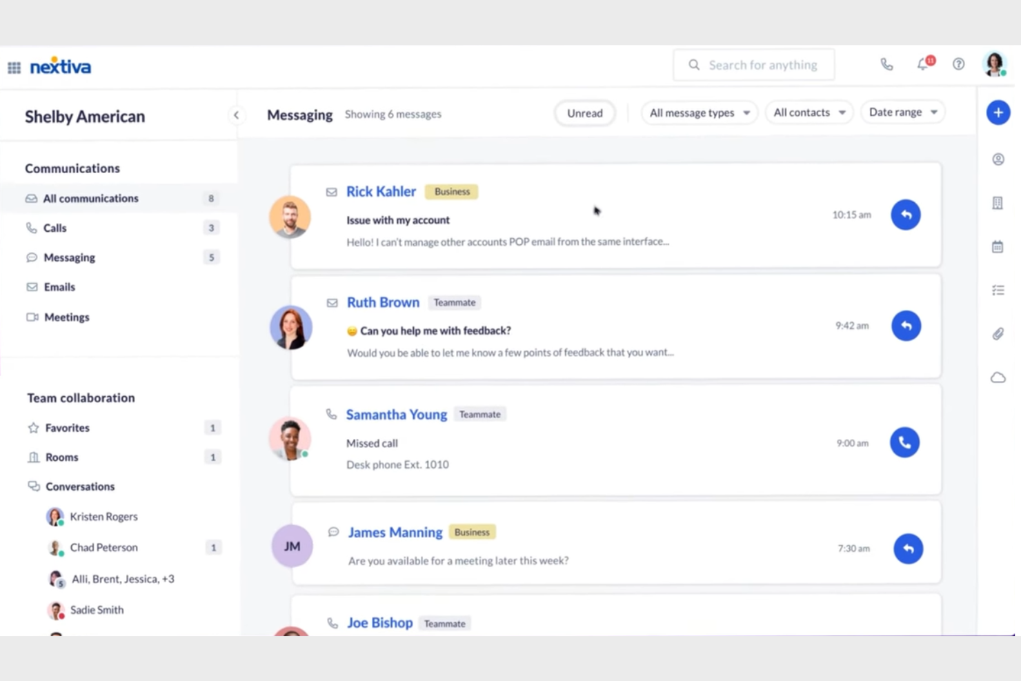 Nextiva screenshot - 10 Mejores soluciones sencillas de software para centros de llamadas analizadas en 2026