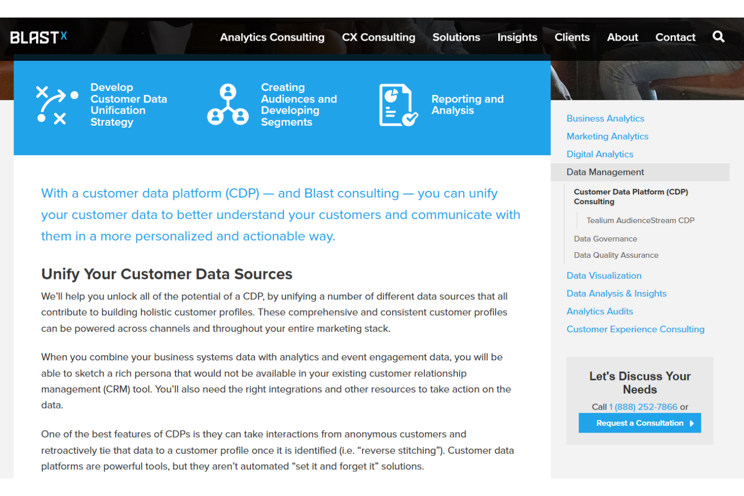 Blast Analytics screenshot - 10 Mejores Consultores de Plataformas de Datos de Clientes en 2026