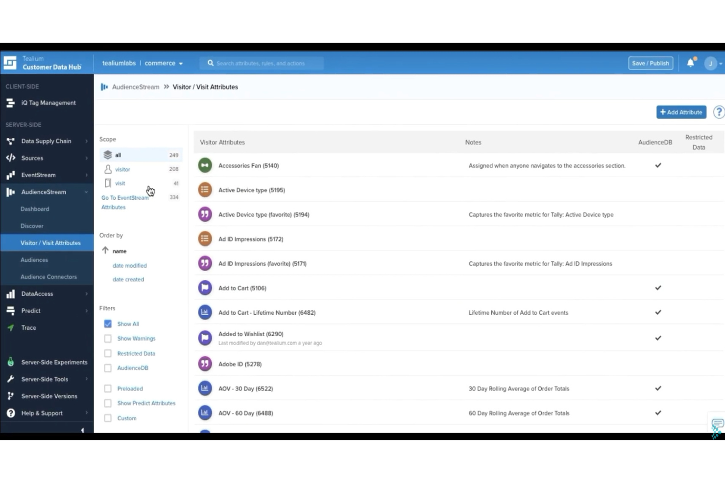 Tealium AudienceStream CDP screenshot - 10 migliori piattaforme di gestione dati dei clienti in India recensite nel 2026