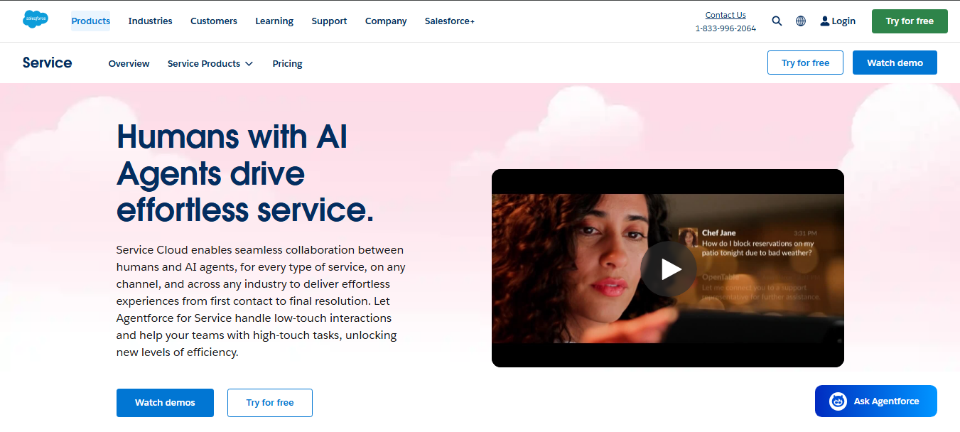 Agentforce Service (formerly Service Cloud) screenshot - 10 mejores software CRM para centros de llamadas revisados en 2026