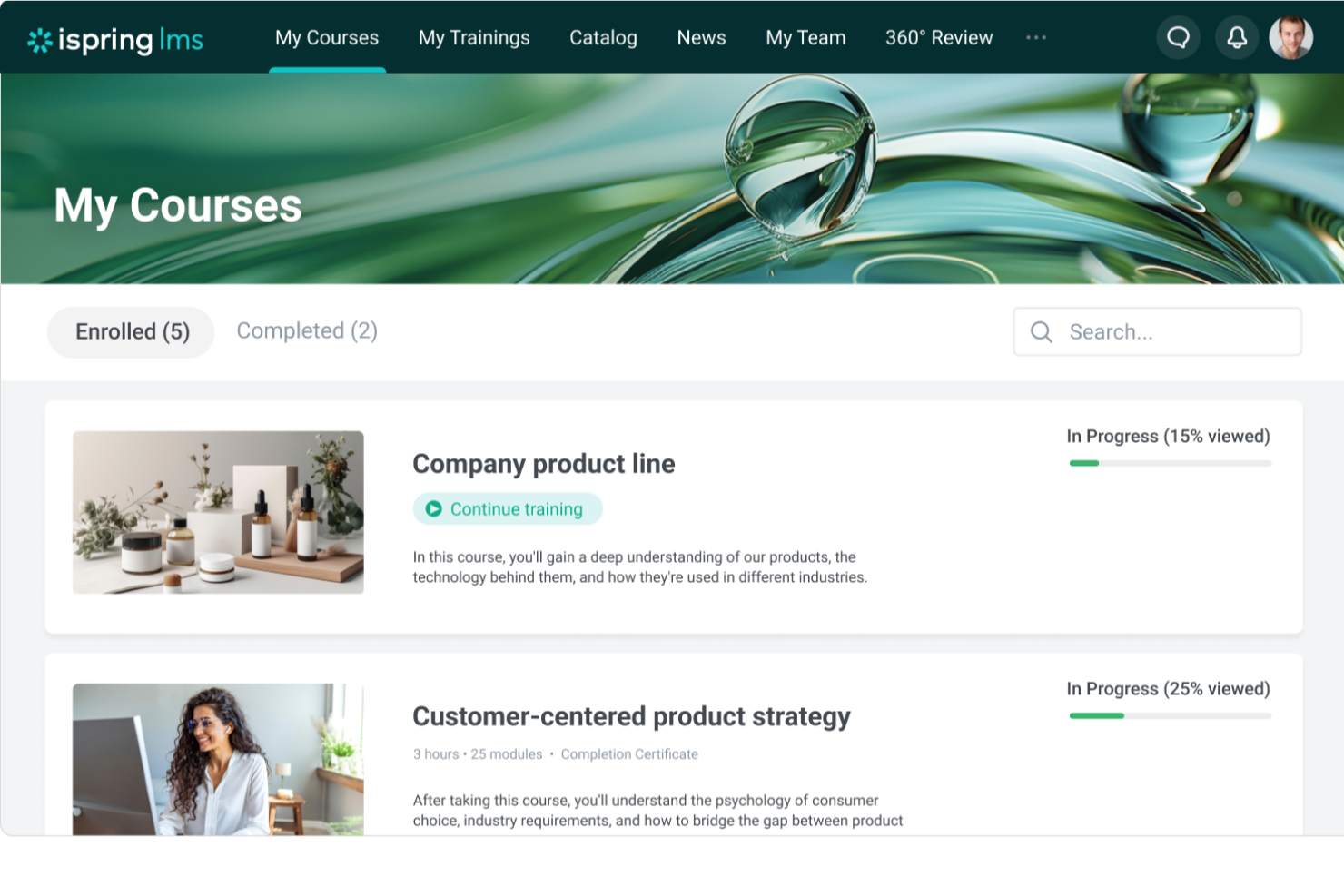 iSpring LMS screenshot - 10 Migliori Piattaforme di Formazione Clienti Recensite nel 2026