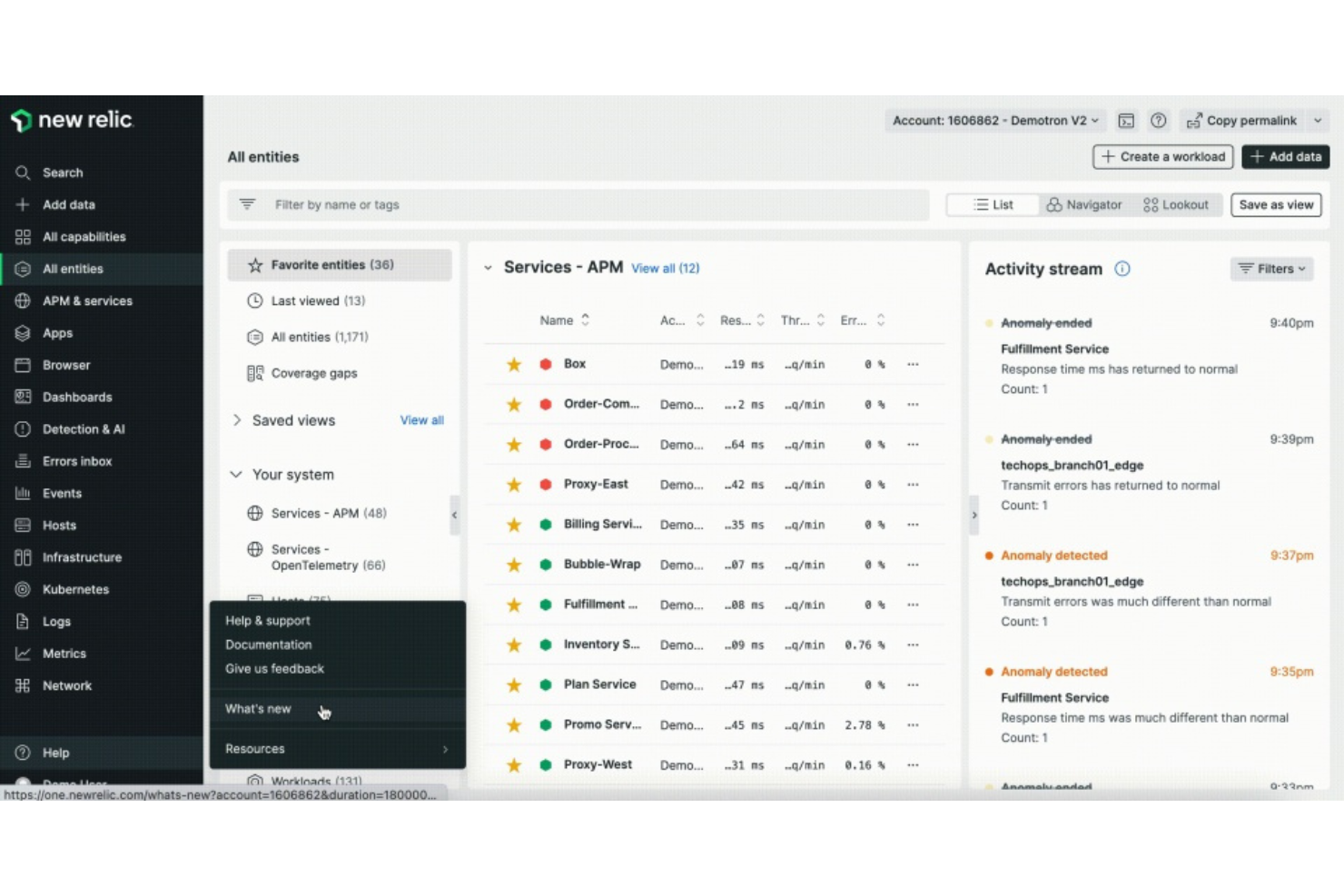 New Relic screenshot - 10 mejores herramientas de monitoreo de la experiencia digital para 2026