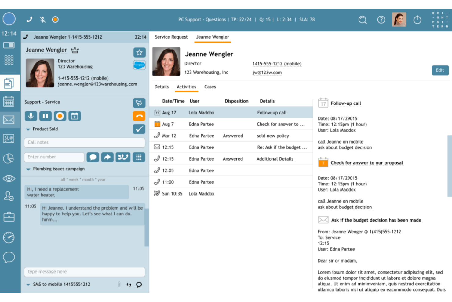 Bright Pattern screenshot - I 10 migliori software per call center con IA recensiti nel 2026