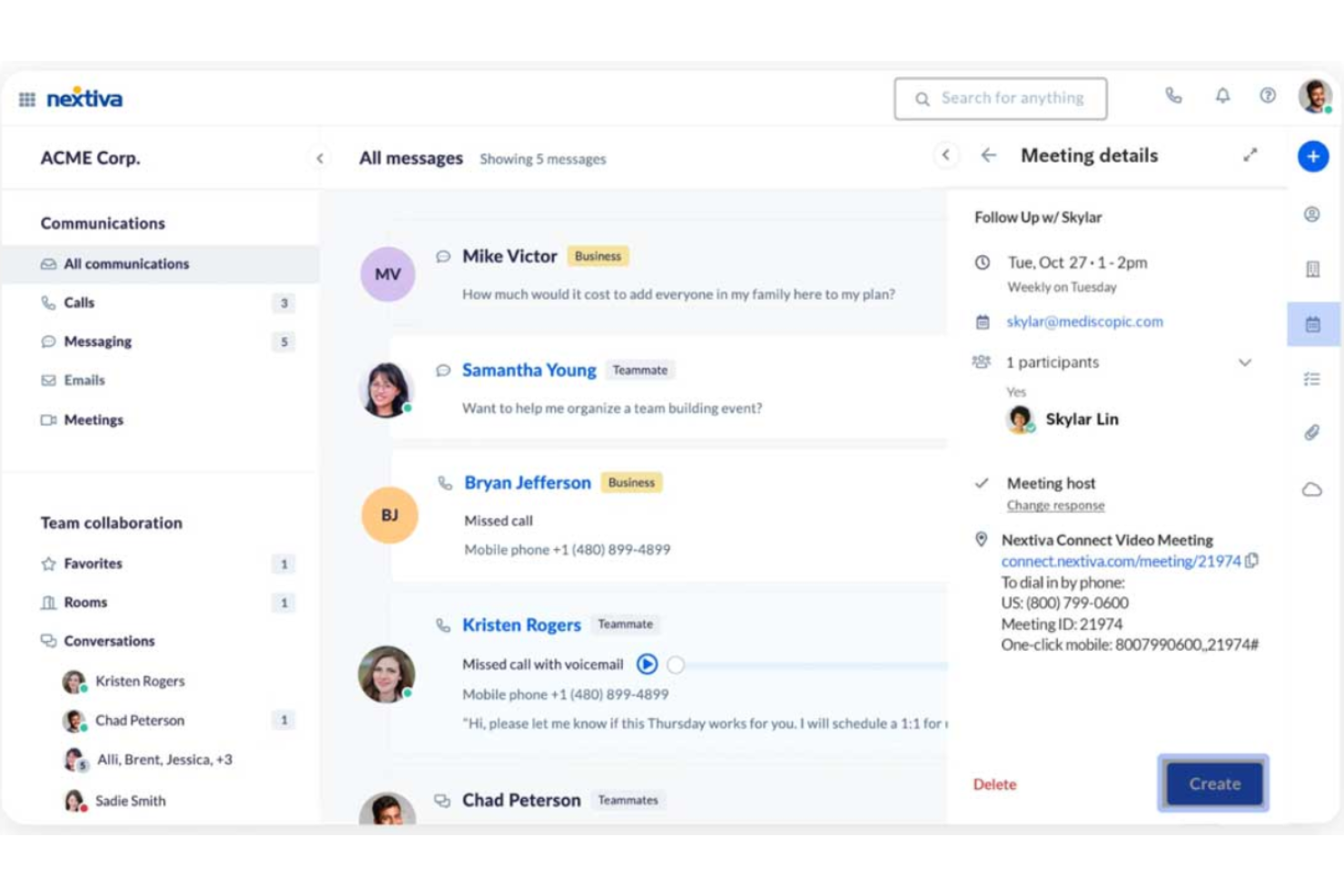 Nextiva screenshot - 10 mejores software de centros de llamadas con IA revisados en 2026