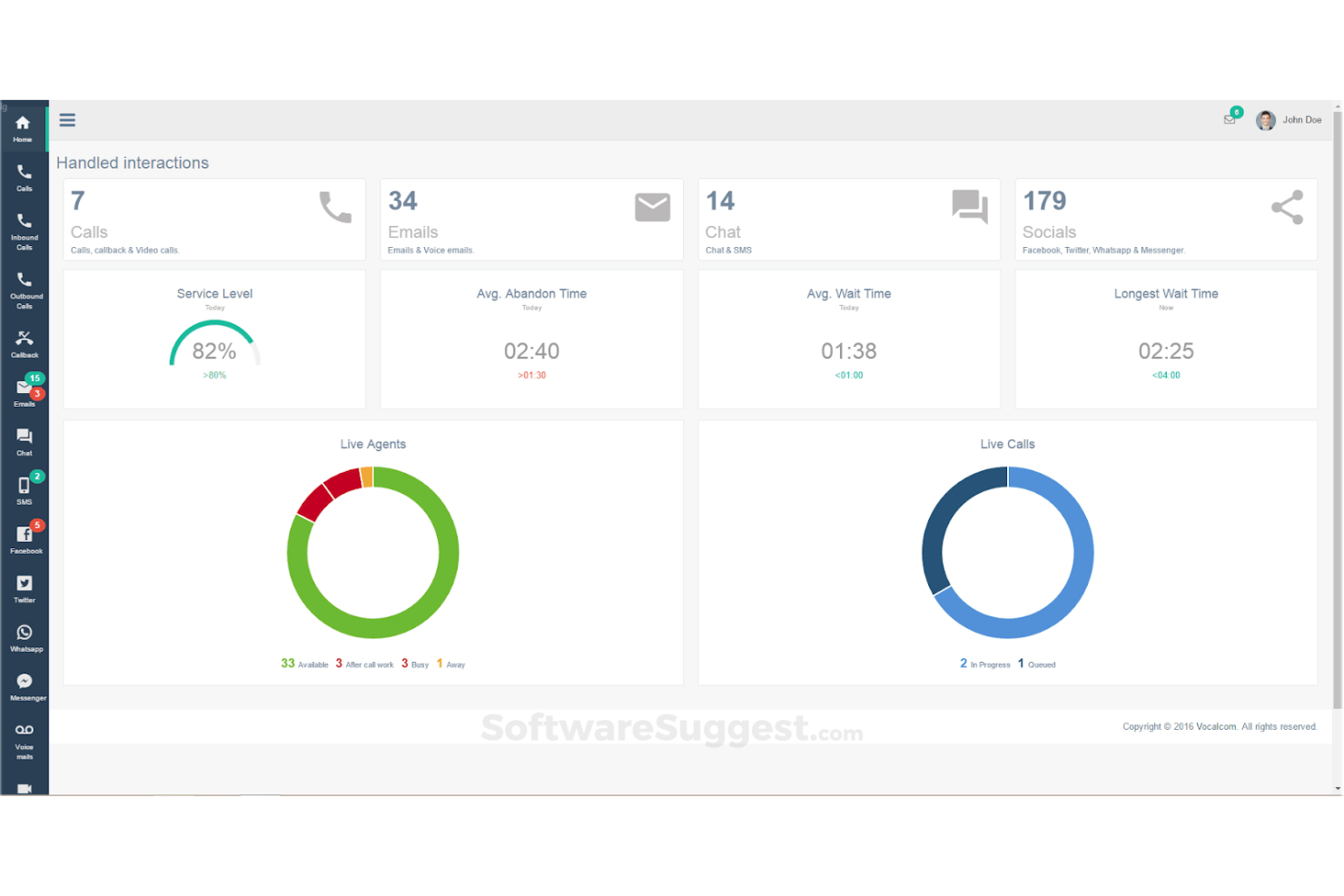 Vocalcom screenshot - 10 Migliori Strumenti Software IVR a Confronto per 2026