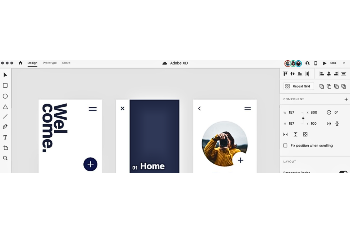 Adobe XD screenshot - I 10 migliori strumenti di progettazione dei servizi recensiti per il 2026