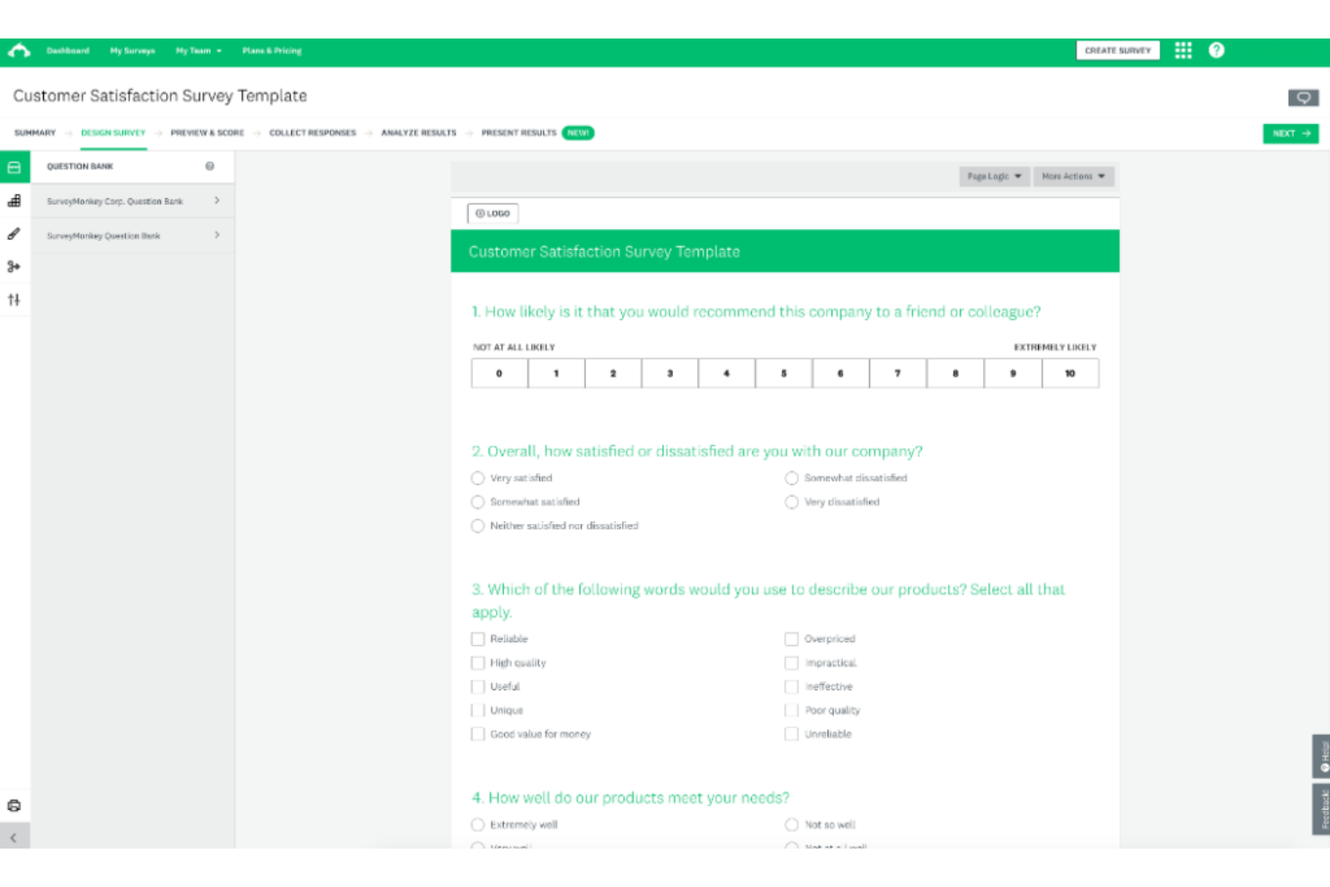 SurveyMonkey screenshot - Las 10 mejores herramientas de gestión de comentarios para 2026