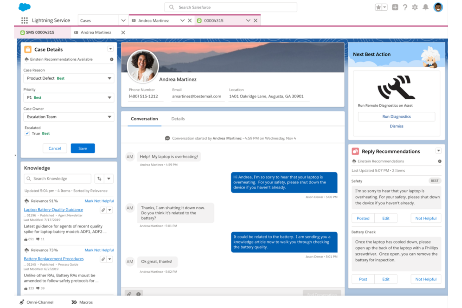 Agentforce Service (formerly Service Cloud) screenshot - 10 Mejores Software de Chat en Vivo Para Sitios Web en 2026