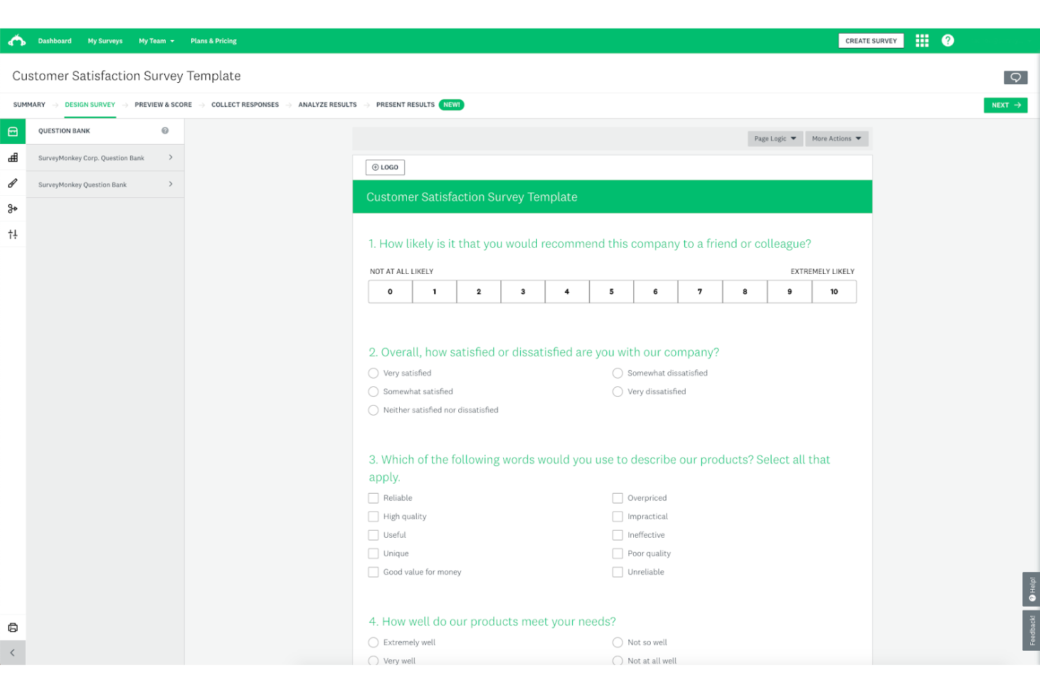 SurveyMonkey screenshot - I 10 migliori strumenti software per la soddisfazione dei clienti nel 2026