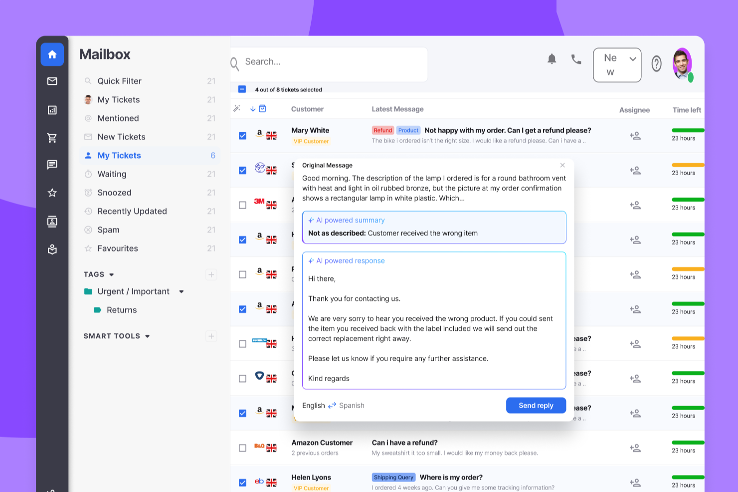 eDesk screenshot - 10 Mejores herramientas de software para la satisfacción del cliente en 2026