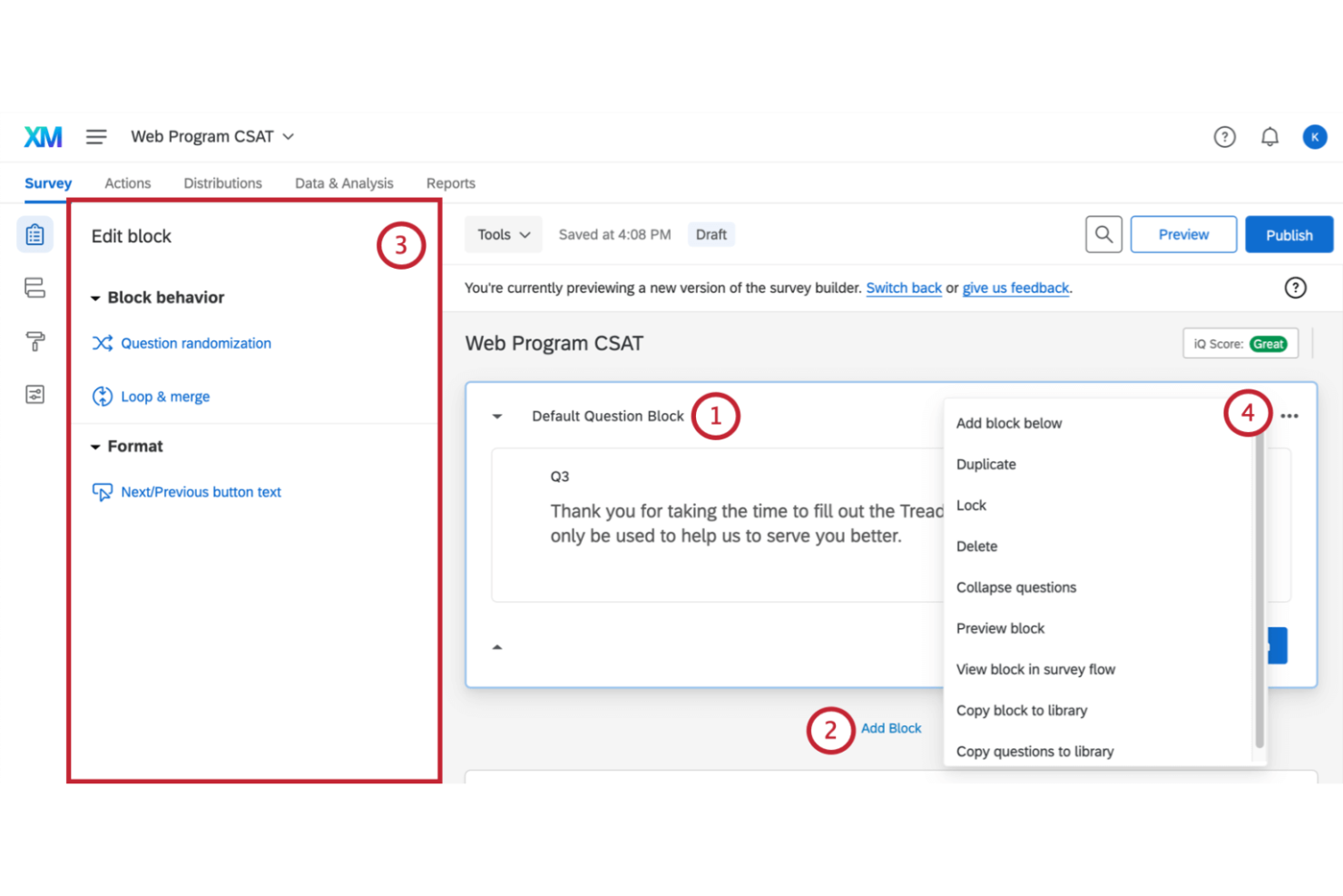 Qualtrics Survey screenshot - 10 Migliori Piattaforme Di Sondaggi Gratuiti Del 2026 Per Raccogliere Feedback