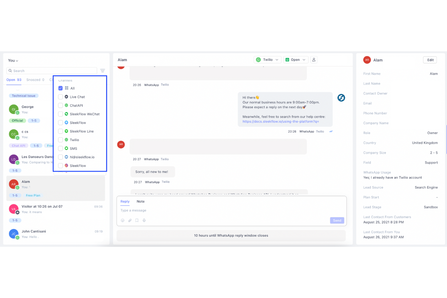 SleekFlow screenshot - 10 Mejores Herramientas de Gestión de Comunicaciones con Clientes para 2026
