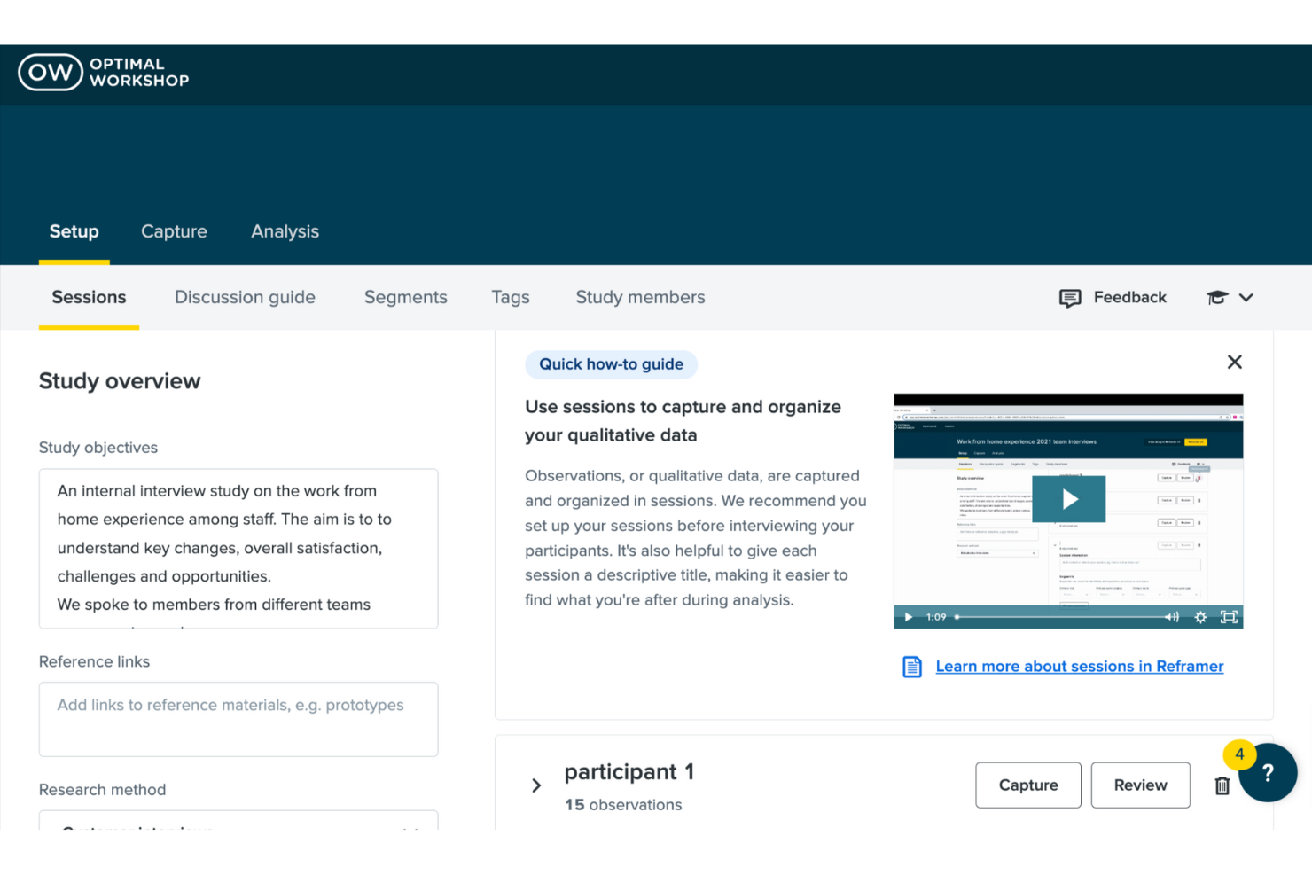 Reframer screenshot - 10 Mejores Software de Análisis de Datos Cualitativos que Probé en 2026