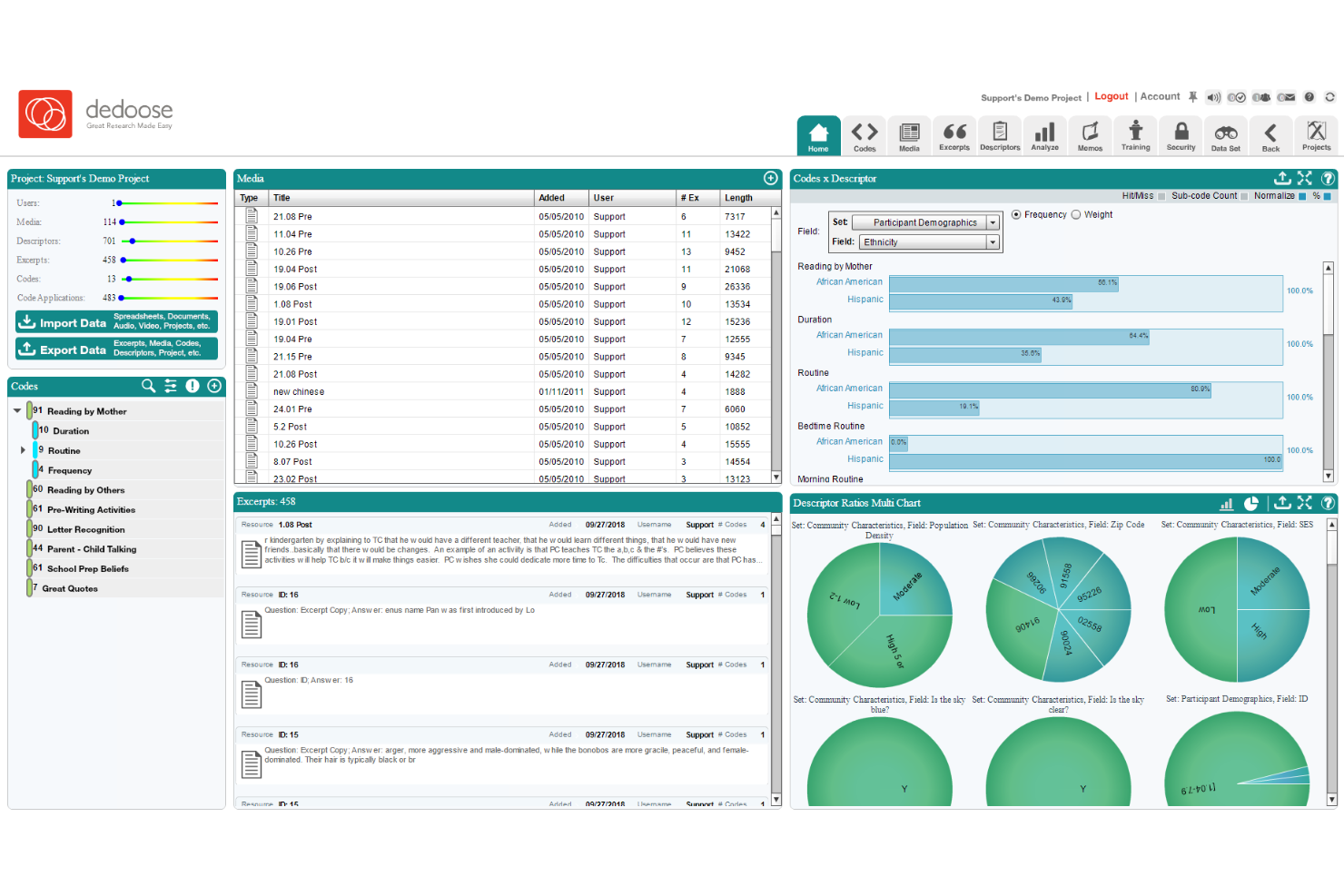 Dedoose screenshot - 10 Migliori Software per l’Analisi dei Dati Qualitativi che ho Provato nel 2026