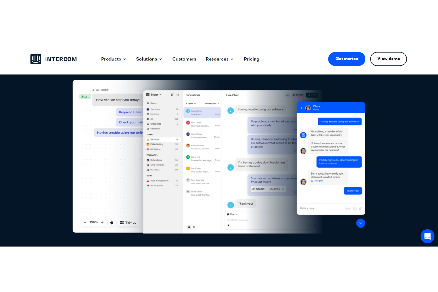Intercom screenshot - 10 Migliori Soluzioni di Help Desk Interno del 2026
