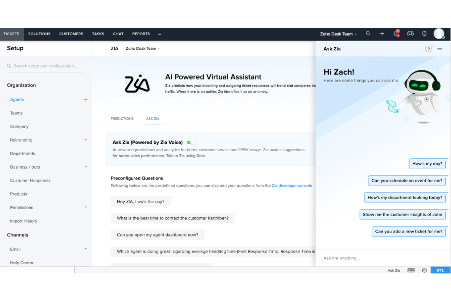 Zoho Desk screenshot - 10 Migliori Soluzioni Semplici di Help Desk del 2026 per Facilità d’Uso