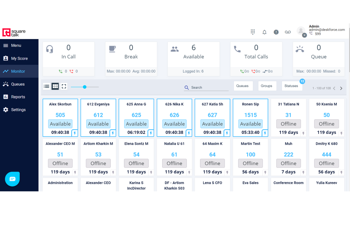 Squaretalk screenshot - 10 Mejores Software de Centro de Contacto en la Nube de 2026