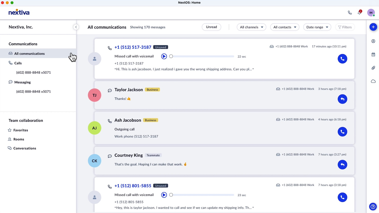 Nextiva screenshot - I 10 migliori software per call center in entrata del 2026