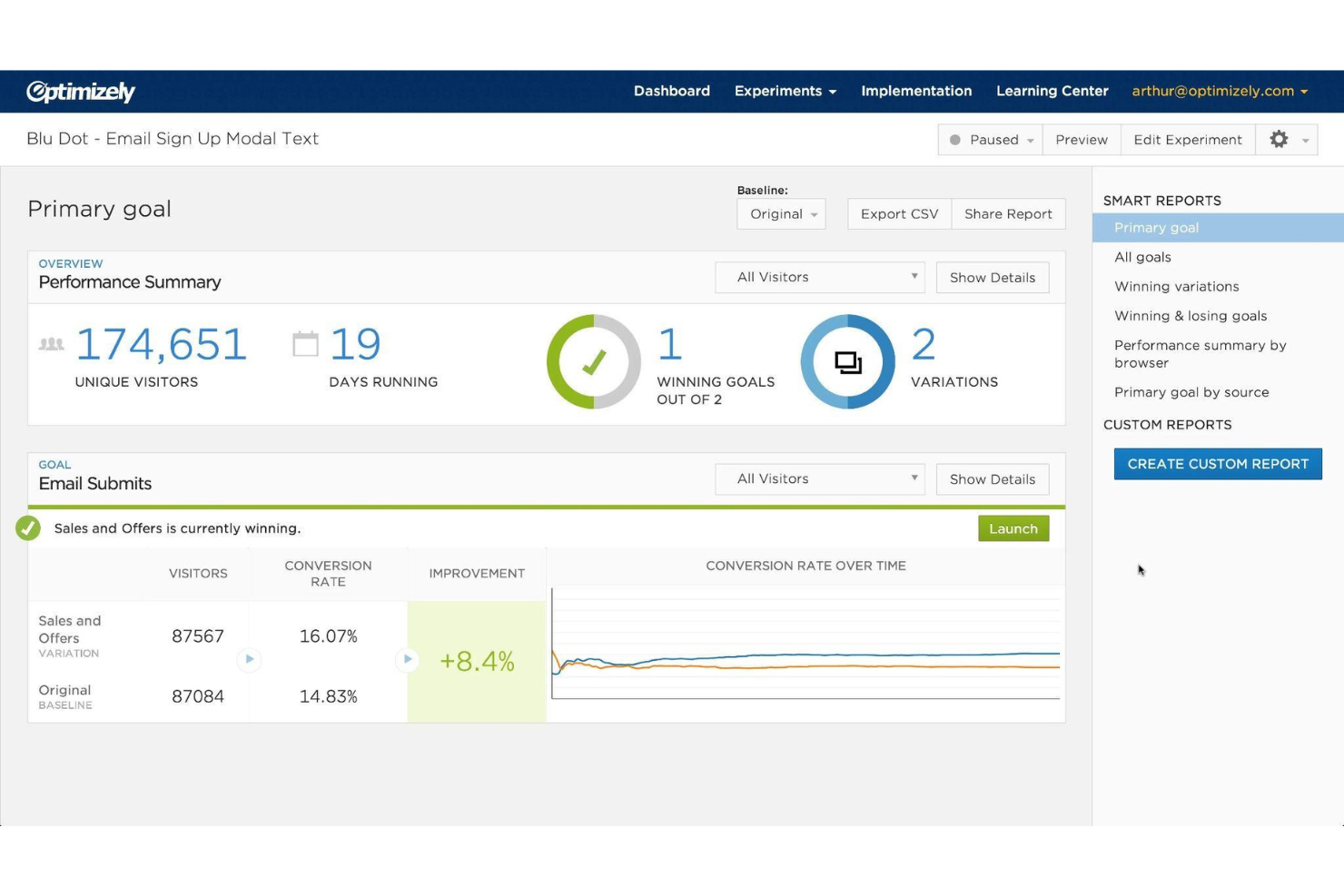 Optimizely screenshot - 10 Mejores Herramientas de Pruebas A/B Para Mejores Resultados en 2026