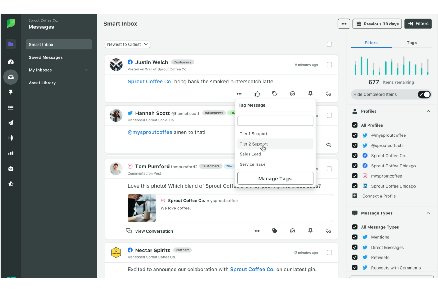 Sprout Social screenshot - 10 Migliori piattaforme di messaggistica per clienti per team nel 2026