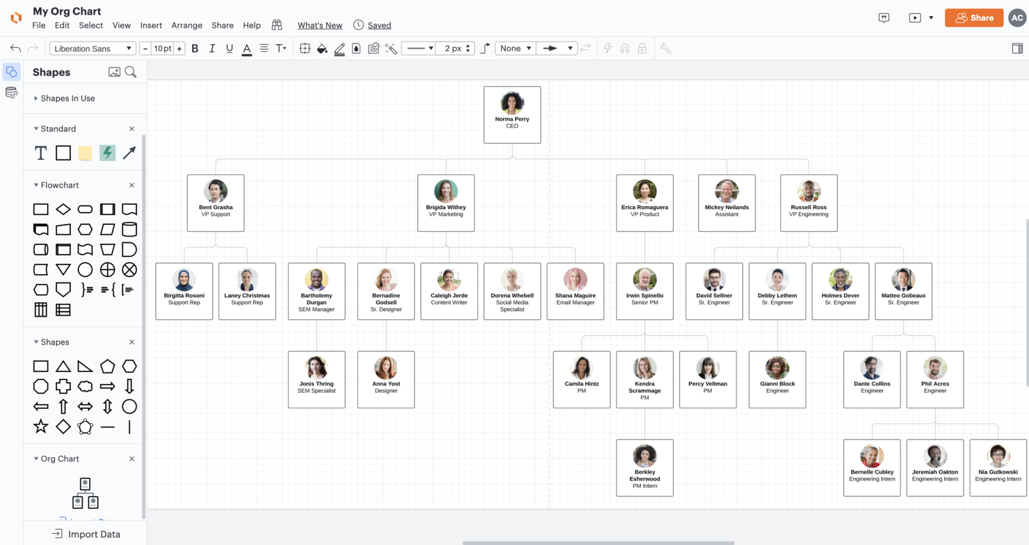 Lucidchart screenshot - 10 migliori strumenti per la mappatura del customer journey nel 2026