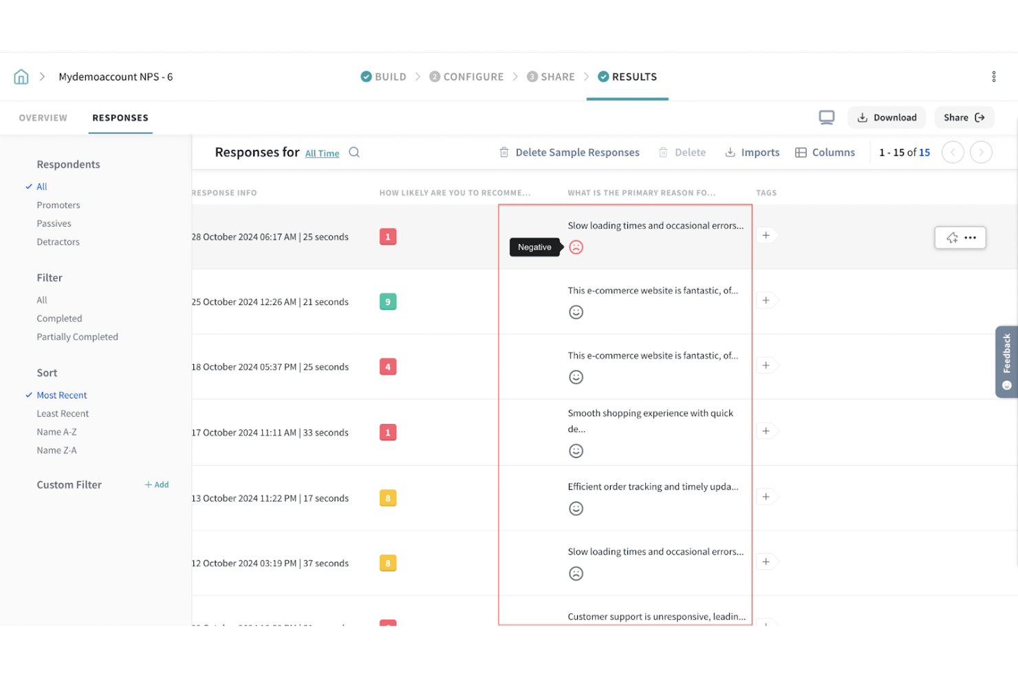 SurveySparrow screenshot - 10 migliori piattaforme di analisi del sentiment del 2026
