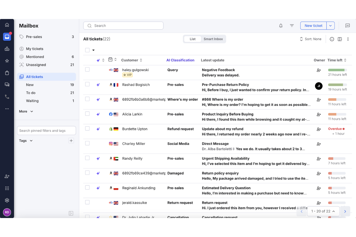 eDesk screenshot - 10 migliori software di monitoraggio dell’assistenza clienti nel 2026