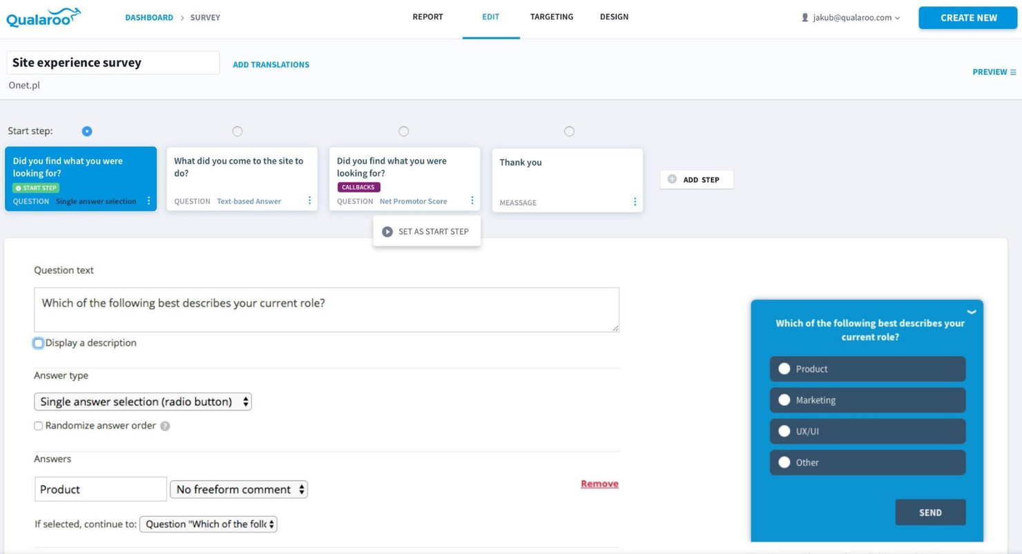 Qualaroo screenshot - 10 migliori alternative a SurveyMonkey recensite nel 2026